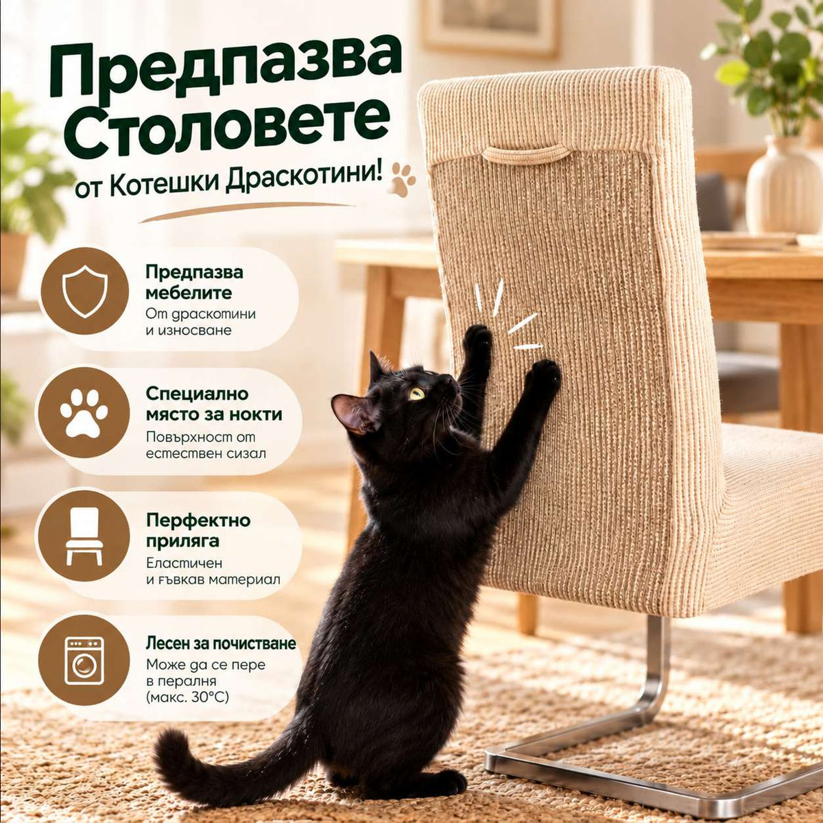 Калъф за стол против надраскване CatProtect™