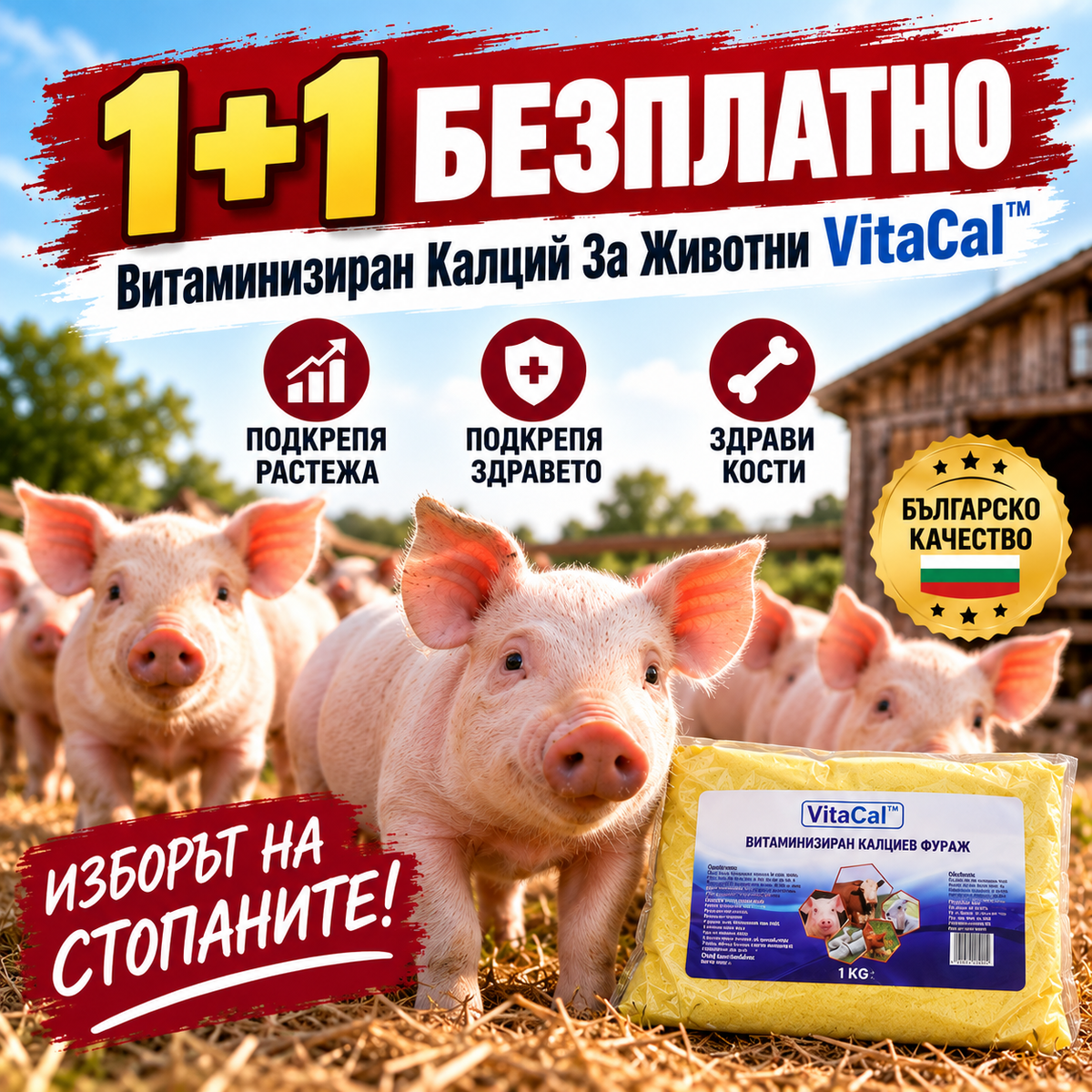1+1 БЕЗПЛАТНО – Витаминизиран Калций За Животни VitaCal™