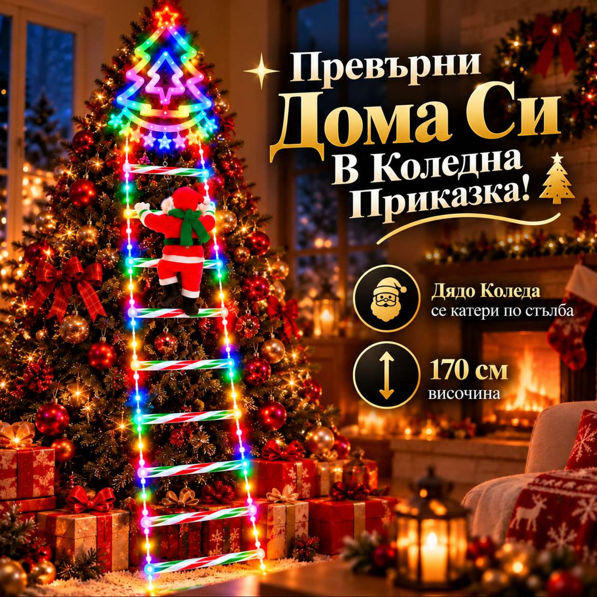 Светеща Коледна Украса За Стълба SantaMagic™