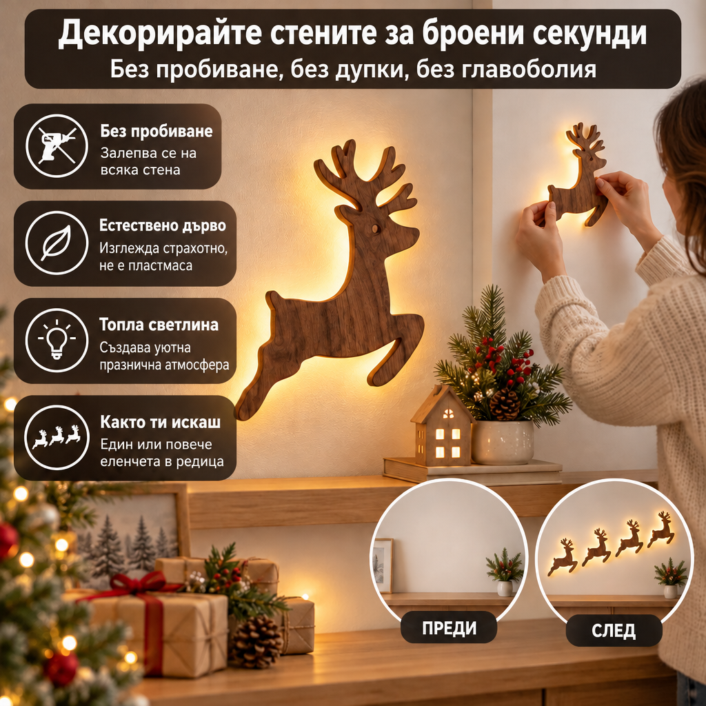 Декорация За Коледа От Дърво RenLight™