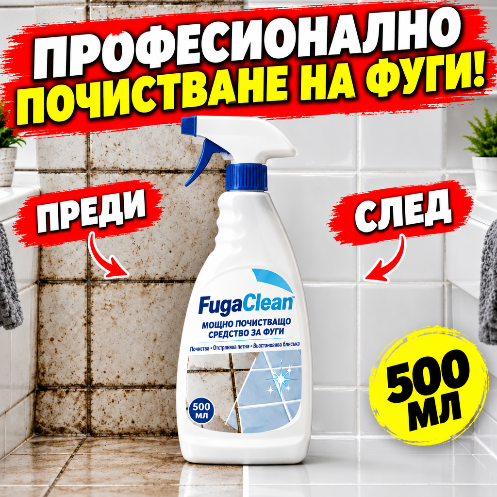 FugaClean™ – Спрей За Почистване На Фуги И Плочки